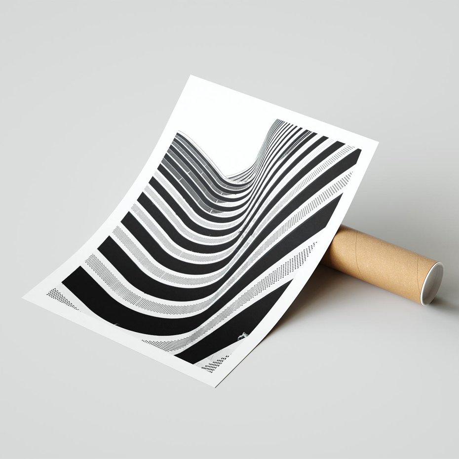 Plakat bez ramy 21x30 - Nowoczesność w Monochromii - nowoczesna architektura, czarno białe zdjęcie