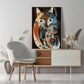 Obraz w ramie 50x70 - Księga Surrealnych Wymiarów - abstrakcyjny obraz olejny, kot - rama drewno