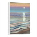 Obraz w ramie 50x70 - Witraże roziskrzonych myśli - akwarela, zamglony wschód słońca - rama biała