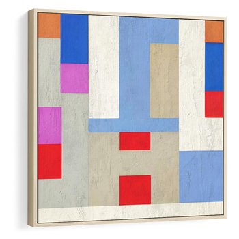 Obraz w ramie 50x50 - Bezczasowe Przenikanie Kształtów - abstrakcyjne geometryczne kształty, olejny obraz - rama drewno