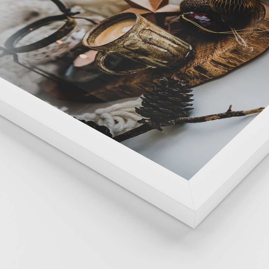 Zestaw obrazy w ramie 50x70 galeria - Kawa, napis, cytat, kuchnia, salon - rama biała