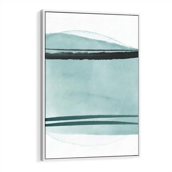 Obraz w ramie 80x120 - Turkusowy Świat - minimlizm, abstrakcja - rama biała