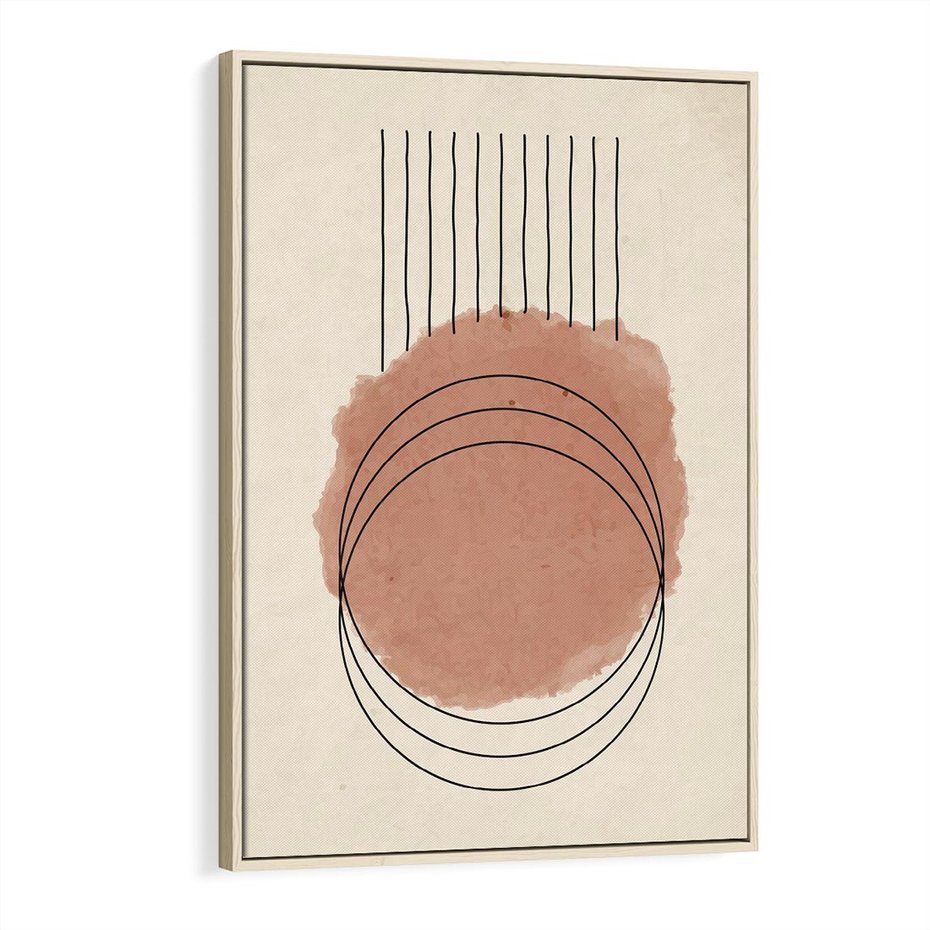 Obraz w ramie 80x120 - Migotliwe Kontury - akwarelowa plama, geometryczne szkicowane kształty - rama drewno