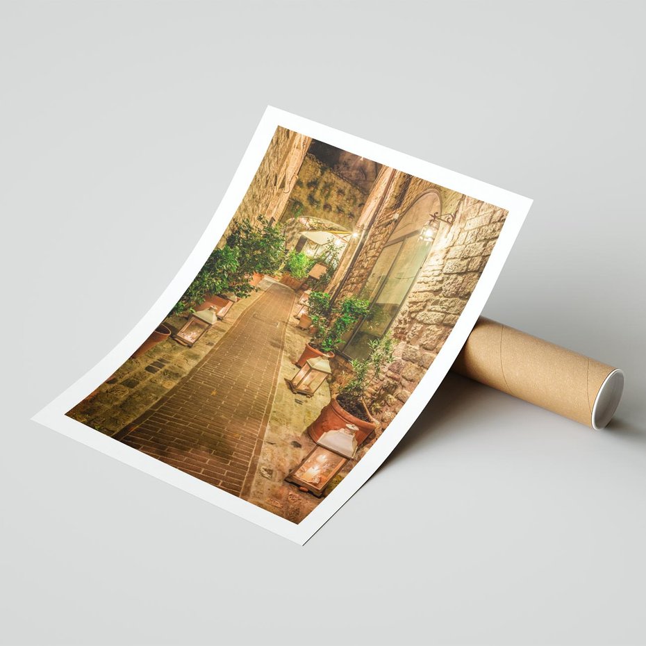 Plakat bez ramy 30x40 - Perspektywa Uliczki Miejskiej - uliczka, perspektywa