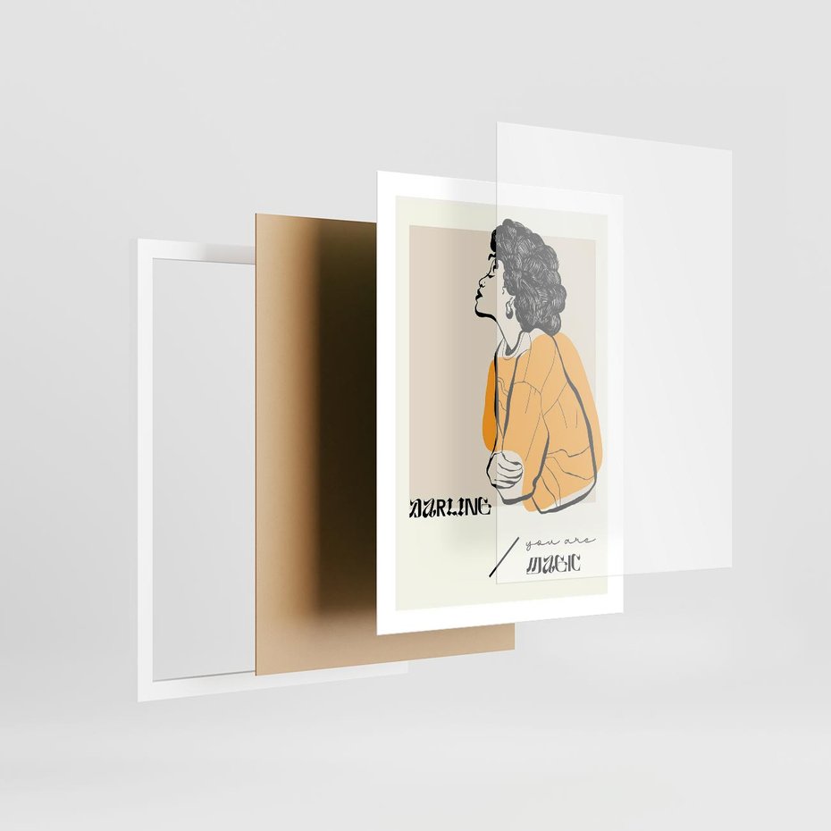 Plakat w ramie 50x70 - Siła Kobiety: Plakat ze Szkicem - kobieca grafika, plakat - rama biała