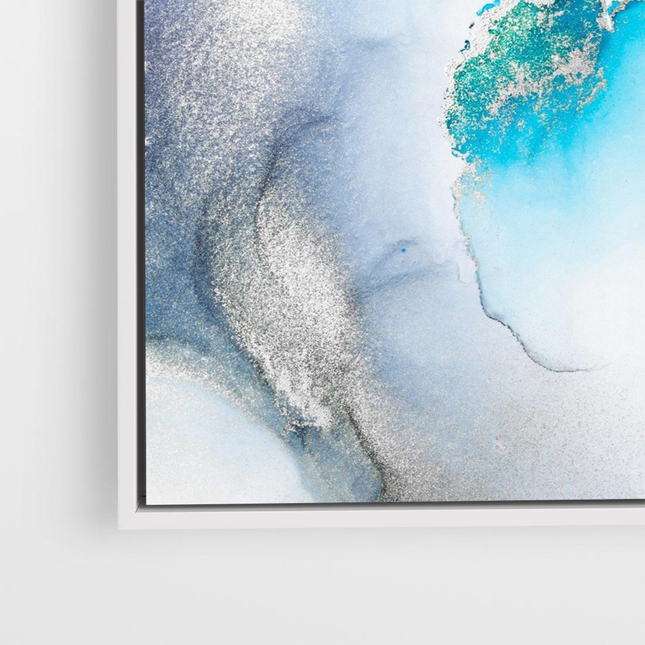 Obraz w ramie 50x50 - Marmur złotą akwarelą - marmur, akwarela - rama biała