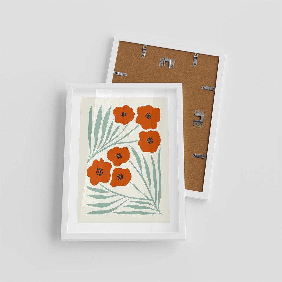 Plakat w ramie 30x40 - Makowe Odkrycie - czerwone kwiaty, maki - rama biała