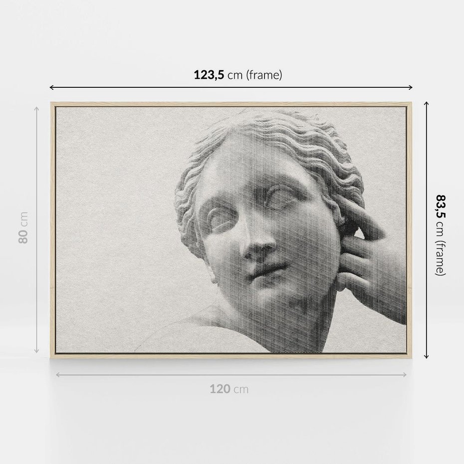 Obraz w ramie 120x80 - Szarość w Kamieniu - monochromatyczna marmurowa rzeźba, odcienie szarości - rama drewno