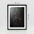 Plakat w ramie 30x40 - Jeleń wśród lasu - jeleń, las - rama czarna