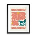 Plakat w ramie 50x70 - Retro Radość - typografia, wesołe kwiaty - rama czarna
