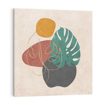 Obraz na płótnie 40x40 - Akwarelowa Magia Liści - grafika, styl mid century