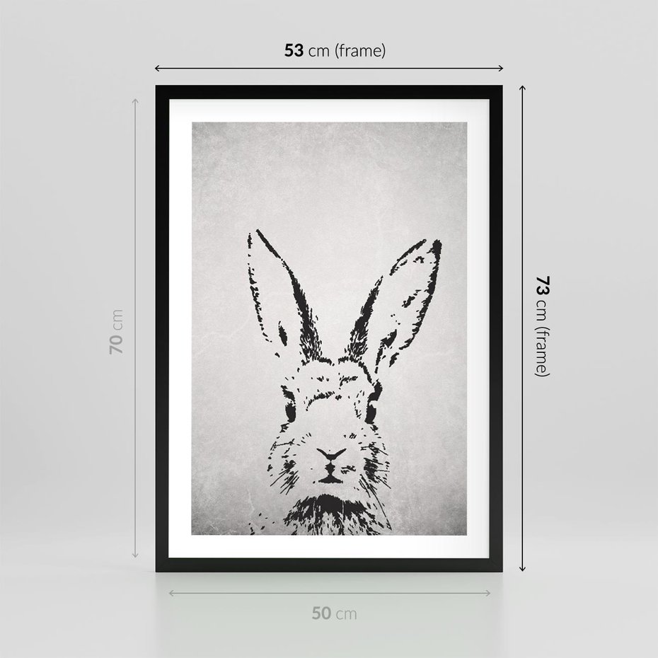 Plakat w ramie 50x70 - Szkicowany królik w grafice - szkic, królik - rama czarna