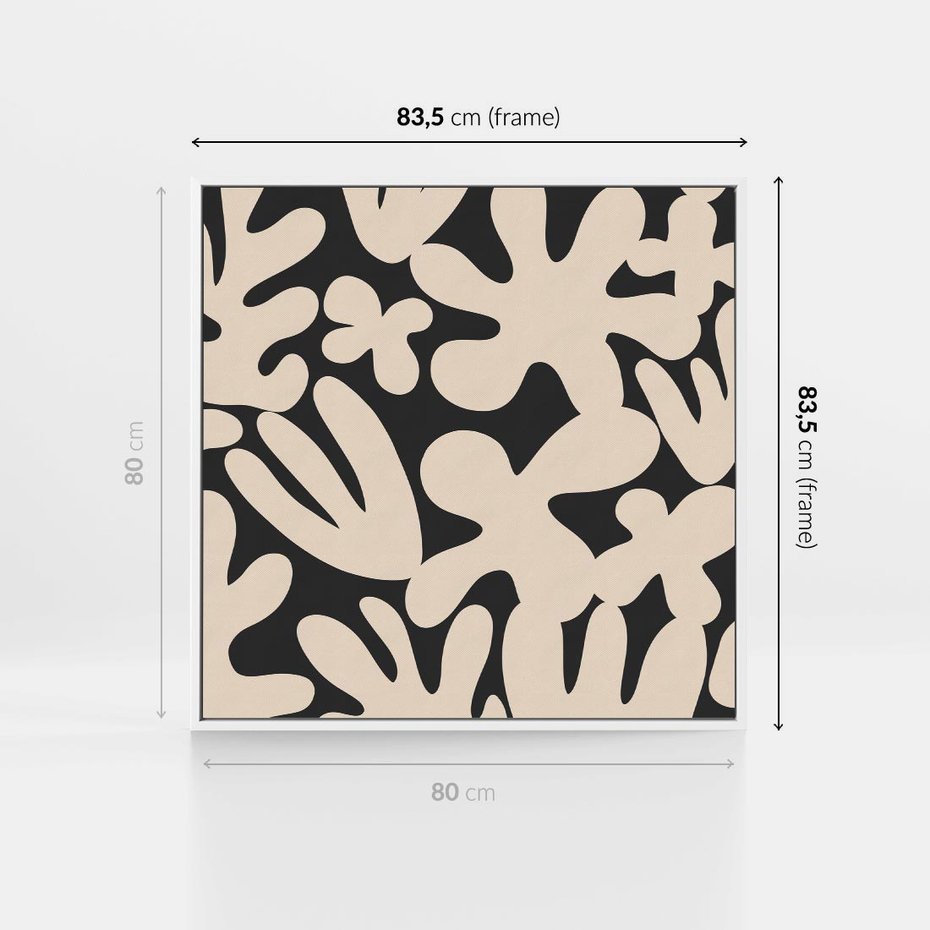 Obraz w ramie 80x80 - Księga Ukrytych Widoków - abstrakcyjne czarno białe formy, minimalizm - rama biała