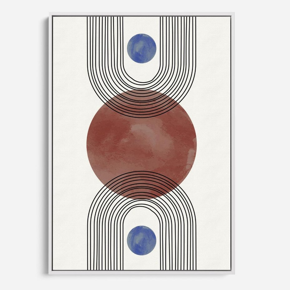 Obraz w ramie 70x100 - Księga Impulsów - nowoczesny plakat, styl midcentury - rama biała