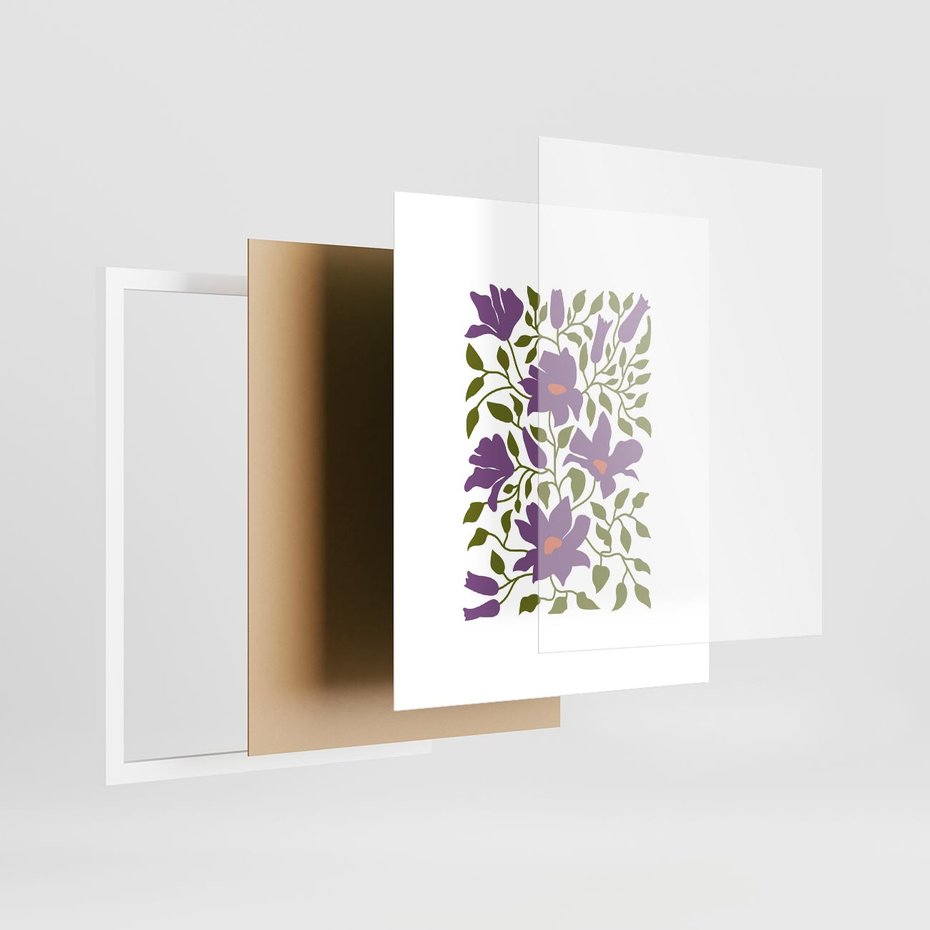 Plakat w ramie 40x50 - Rozmyte Granice - kwiaty, kompozycja - rama biała