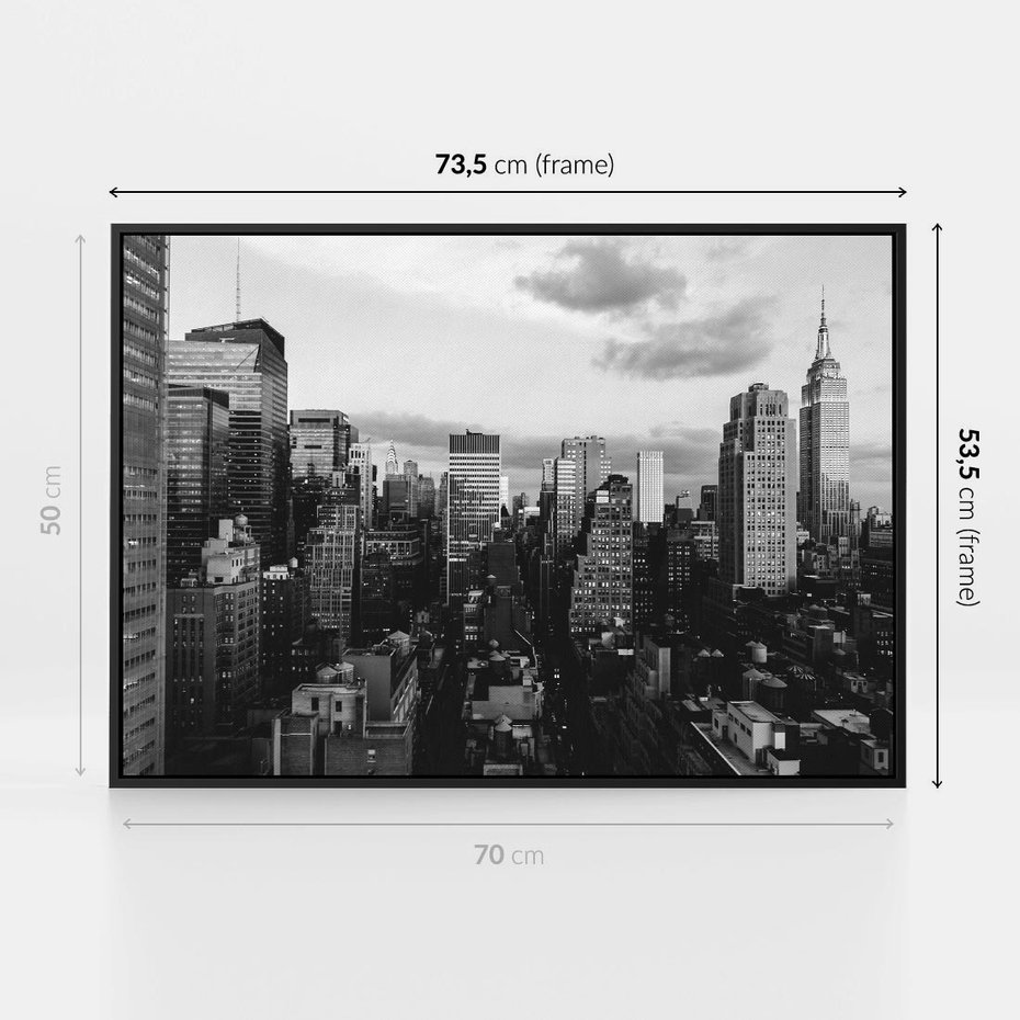 Obraz w ramie 70x50 - Wibracje Miejskiego Życia - miasto, wieżowce - rama czarna