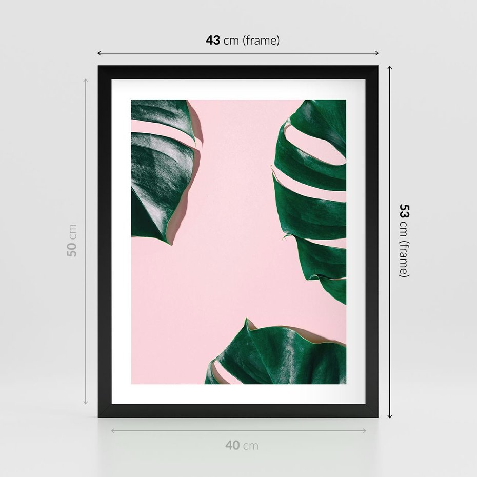 Plakat w ramie 40x50 - Minimalizm Natury - minimalizm, liście monstery - rama czarna