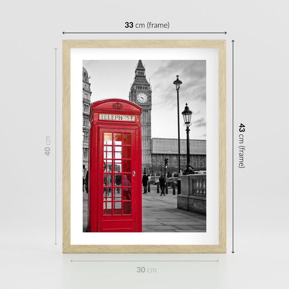 Plakat w ramie 30x40 - Budka w Londynie - Londyn, budka - rama drewno