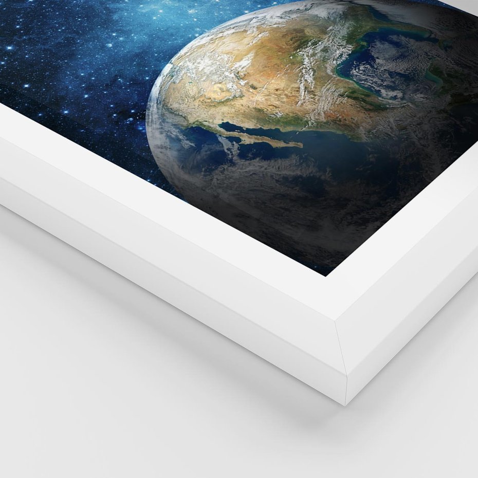 Plakat w ramie 30x40 - Kosmiczne Horyzonty - Ziemia, kosmos - rama biała