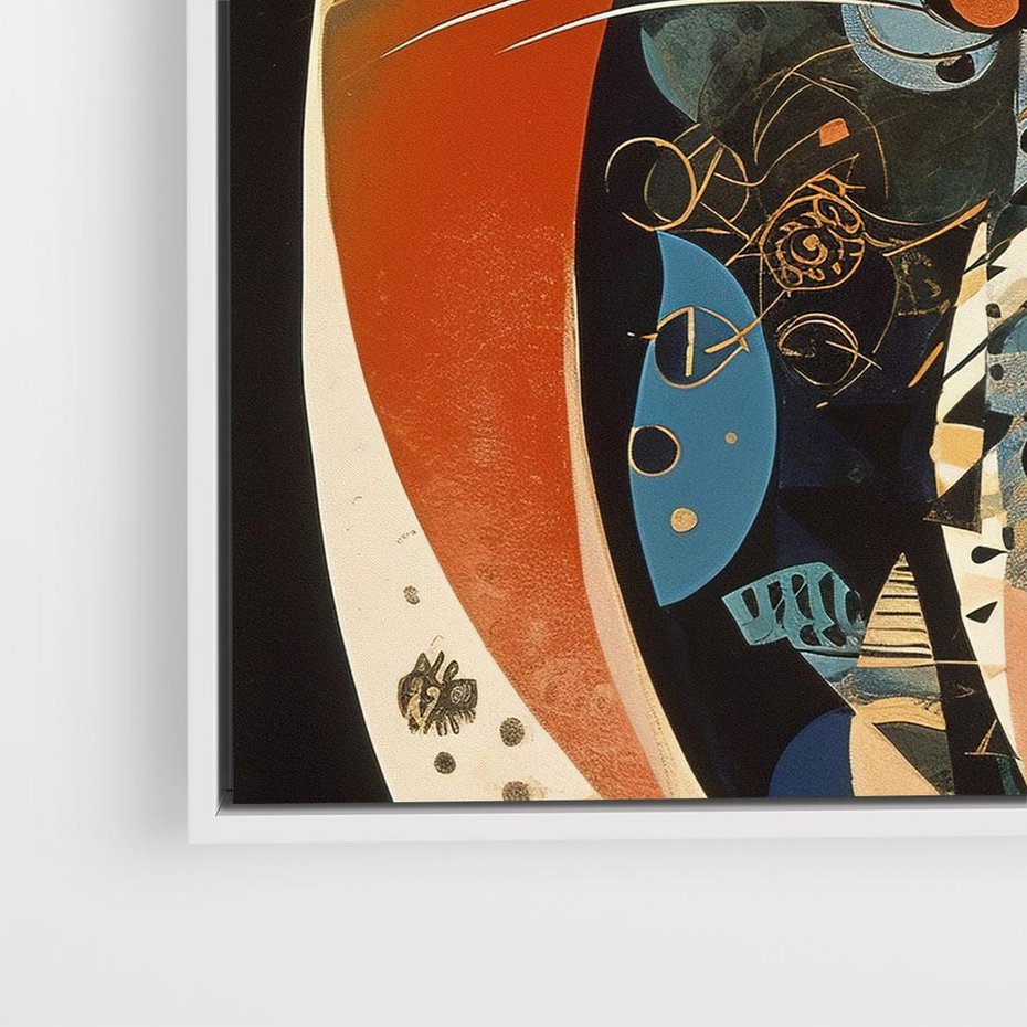 Obraz w ramie 50x50 - Księga Surrealnych Wymiarów - abstrakcyjny obraz olejny, kot - rama biała