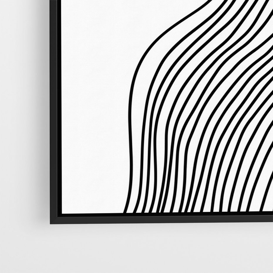 Obraz w ramie 70x100 - Refrakcje Przestrzeni - mnimalistyczna forma, czarne linie - rama czarna