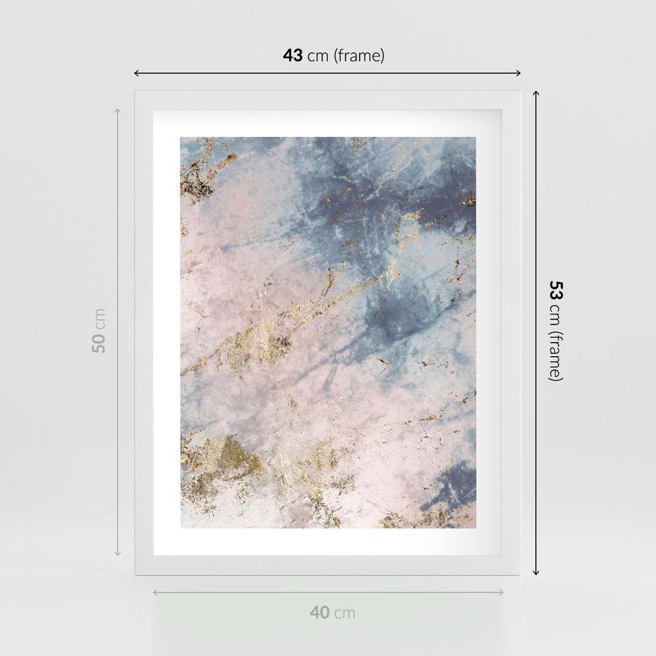 Plakat w ramie 40x50 - Luksusowa Dekoracja - marmur, złoto - rama biała