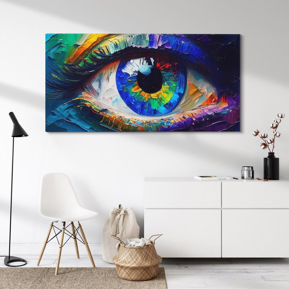 Obraz na płótnie 120x60 - Mistyka Tęczowego Oka - oko, obraz olejny