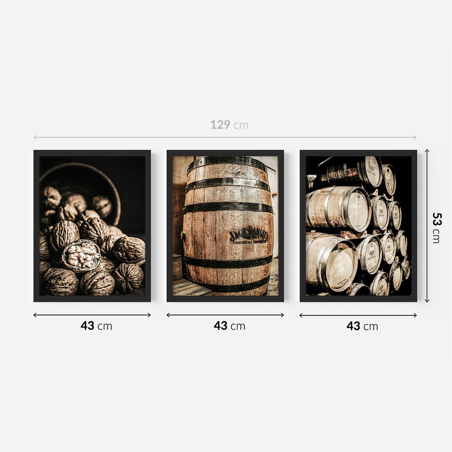 Zestaw obrazy w ramie 40x50 galeria - Wino, w, beczkach, kuchnia, restauracja - rama czarna