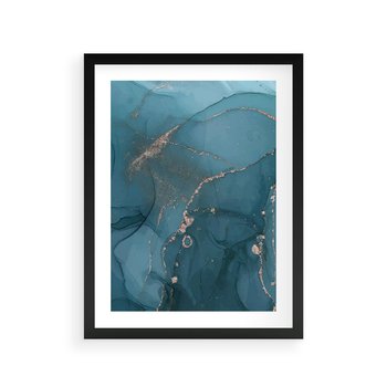 Plakat w ramie 40x50 - Marmurowa Elegancja: Kolory Oceanu - marmur, kolory oceanu - rama czarna
