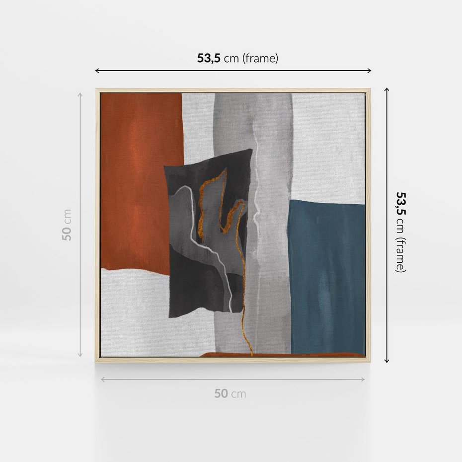 Obraz w ramie 50x50 - Nowoczesna geometria - nowoczesny, geometryczny - rama drewno
