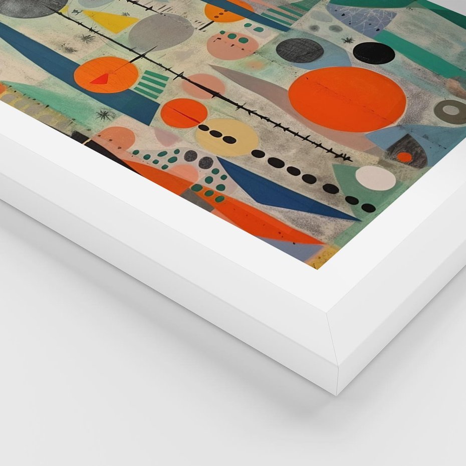 Plakat w ramie 40x50 - Wewnętrzne Zagadki Kształtów - abstrakcyjny obraz, sztuka abstrakcji - rama biała