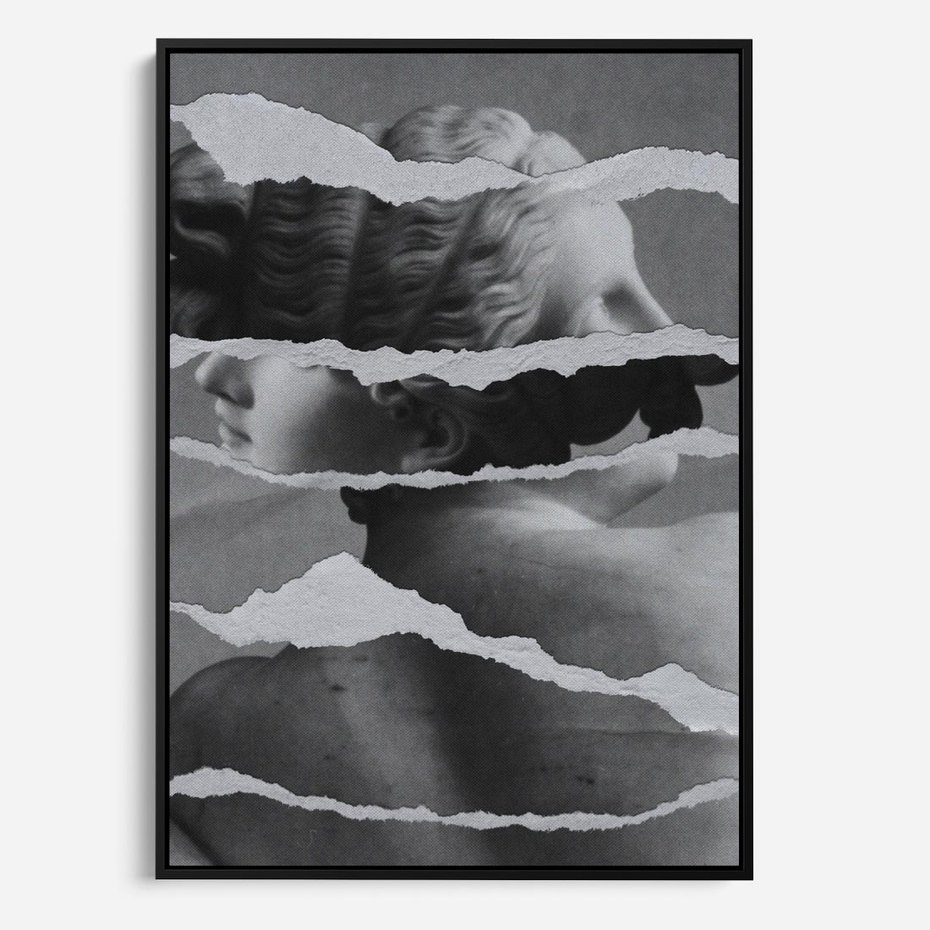 Obraz w ramie 70x100 - Kolaż z Antyczną Rzeźbą - antyczna rzeźba, kolaż ze zdjęć - rama czarna