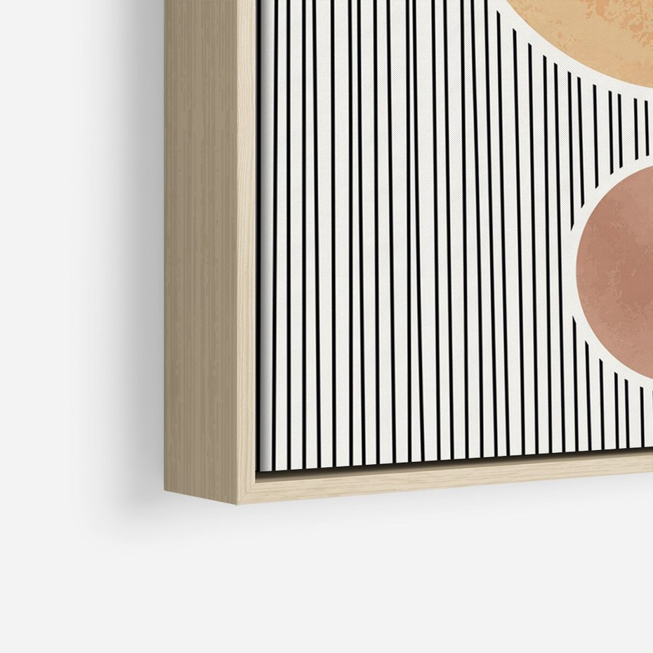 Obraz w ramie 80x120 - Taniec Linii - abstrakcyjna nowoczesna sztuka, koła okręgi - rama drewno