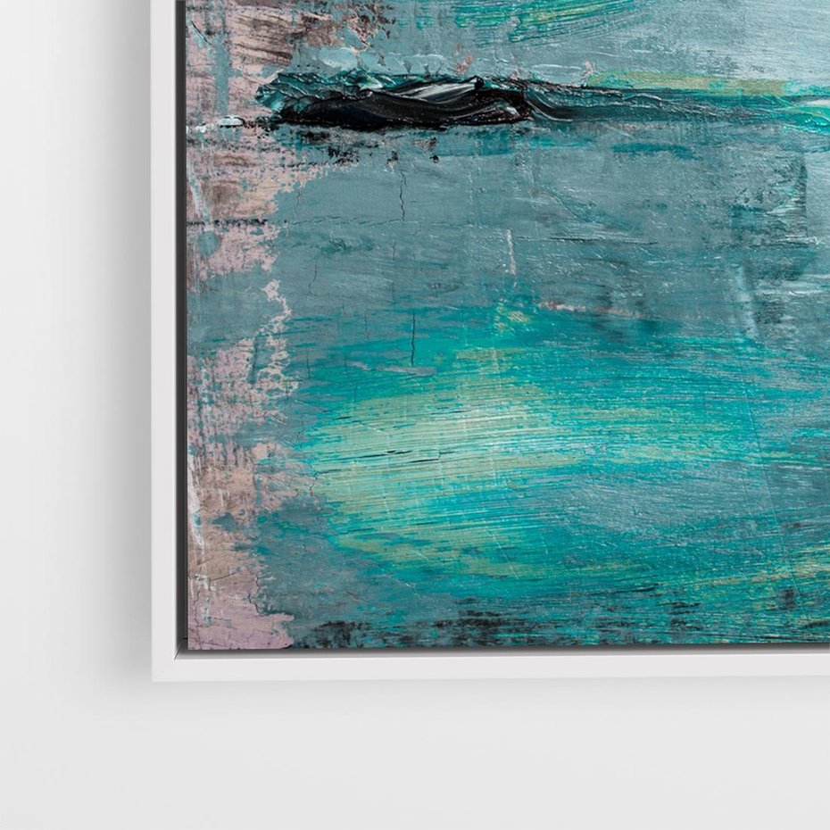 Obraz w ramie 80x80 - Odbicie utraconych barw - abstrakcja, niepokój - rama biała