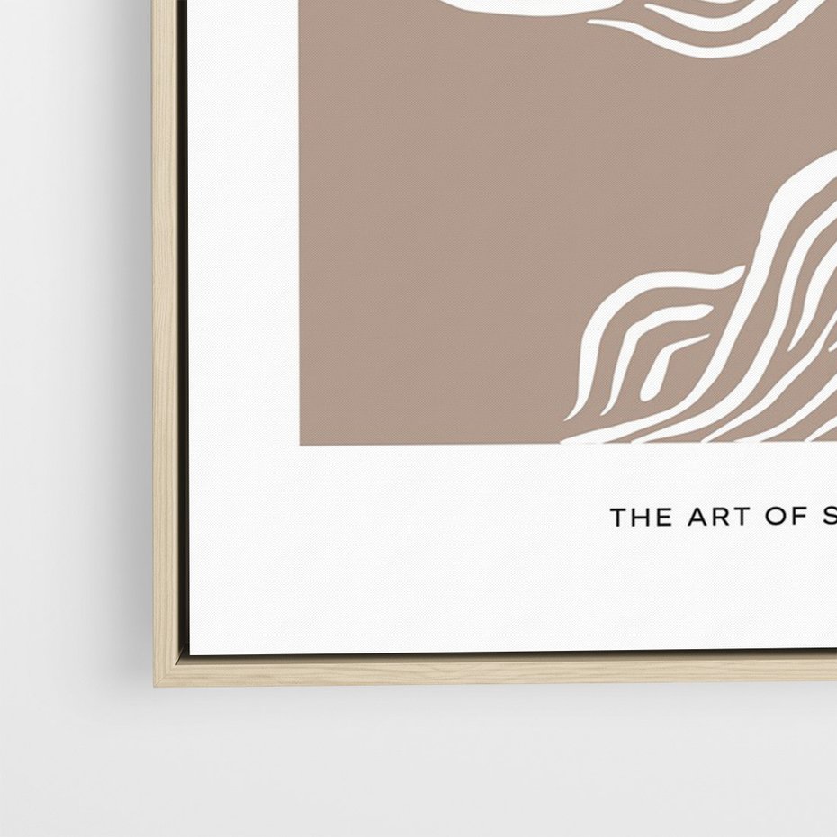 Obraz w ramie 50x70 - Harmonijne Granice - sztuka minimalizmu, biała rycina - rama drewno