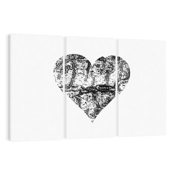 Obraz na płótnie 120x80 - Drzewo Serca - czarne serce, tekstura jak kora drzewa