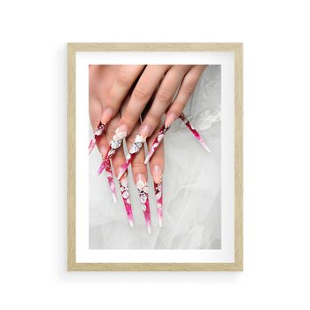 Plakat w ramie 50x70 - Paznokcie jak dzieło sztuki - paznokcie, manicure - rama drewno