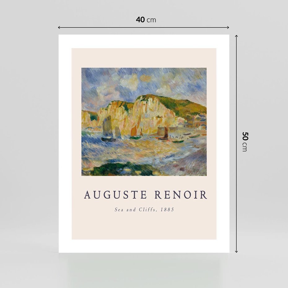 Plakat bez ramy 40x50 - Plakat z Reprodukcją A. Renoira - Auguste Renoir, Morze i klify