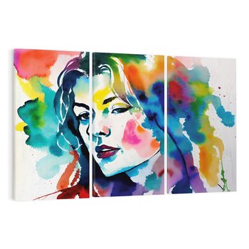 Obraz na płótnie 120x80 - Abstrakcyjna ekstaza barw - abstrakcyjny portret kobiety, szkic czarną kreską