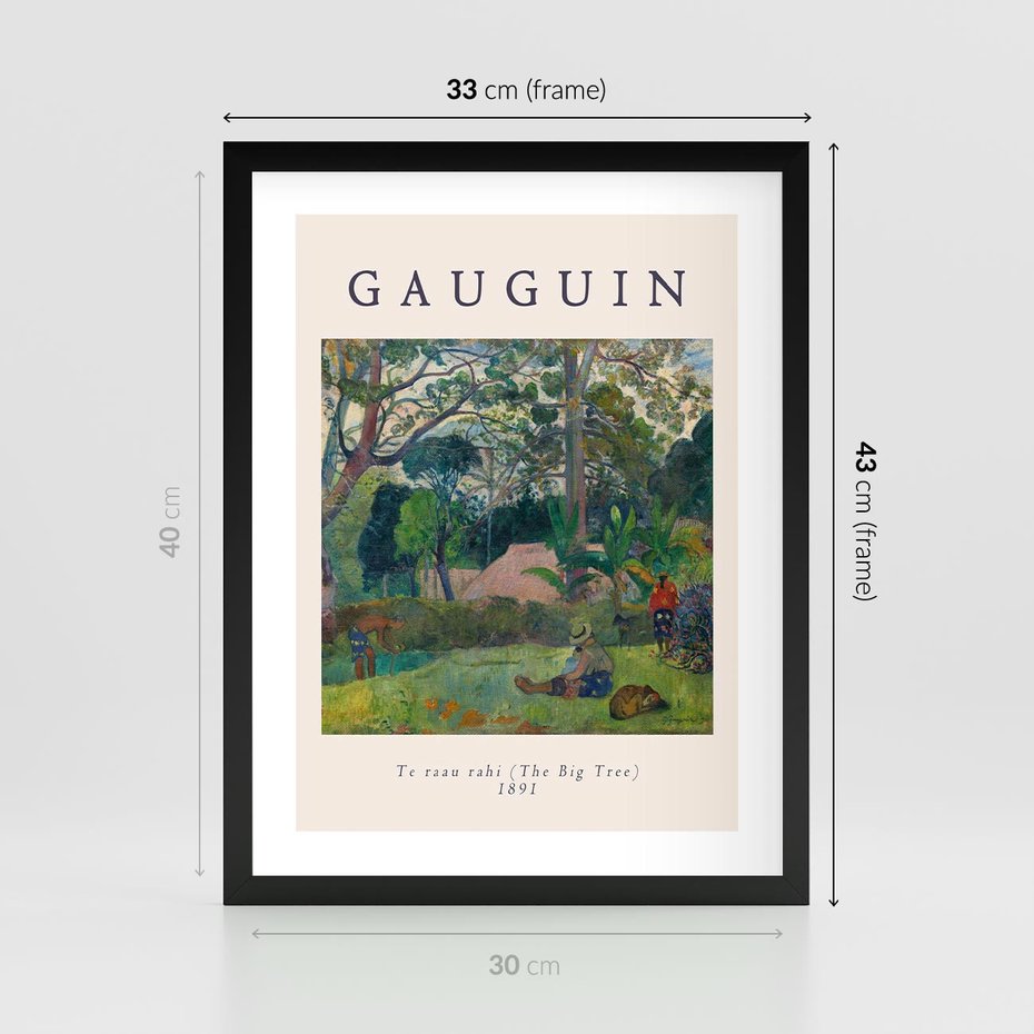 Plakat w ramie 30x40 - Gauguin: Reprodukcja i Typografia - Gauguin, reprodukcja - rama czarna