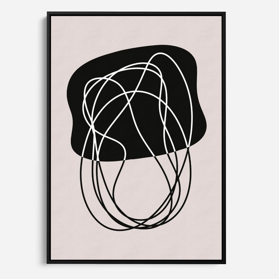 Obraz w ramie 70x100 - Abstrakcyjne Harmonie - abstrakcyjne szkicowane linie, minimalizm - rama czarna