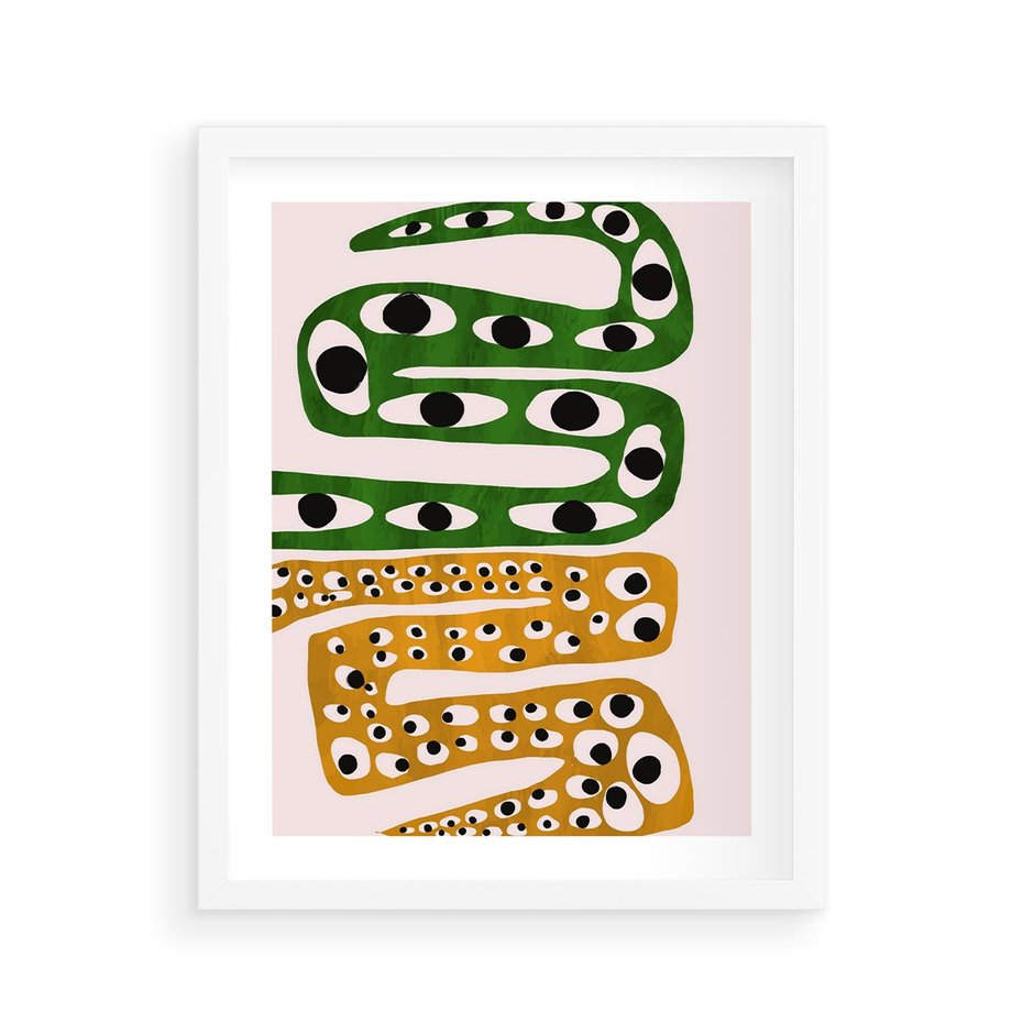 Plakat w ramie 40x50 - Mroczne Wypaczenia - abstrakcyjny obraz, dziwne kształty - rama biała