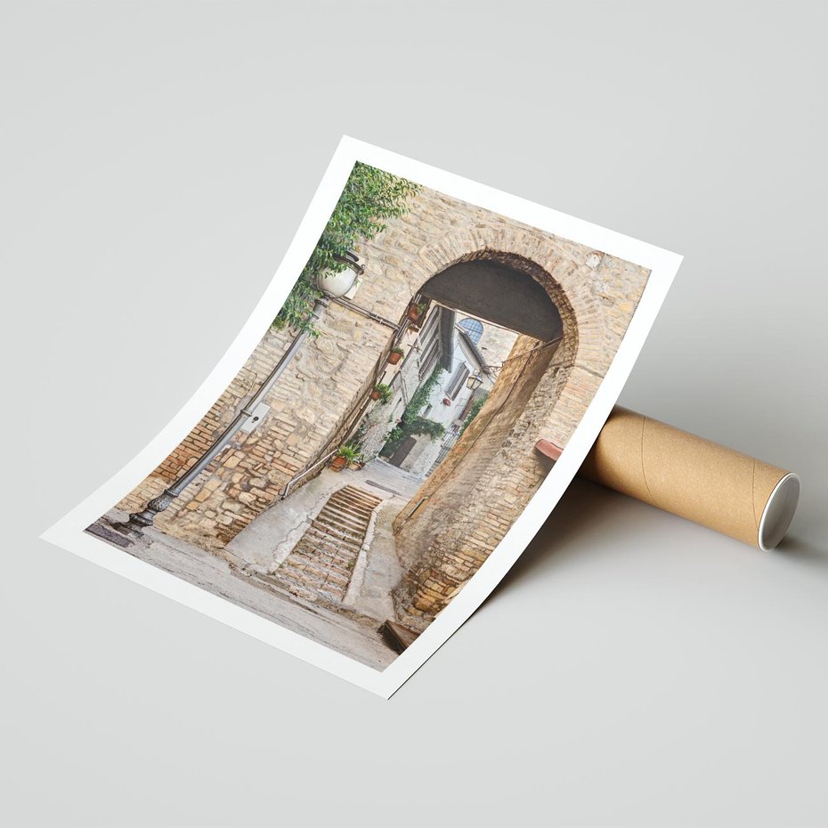 Plakat bez ramy 40x50 - Klimatyczna Uliczka w Grecji - uliczka, Grecja