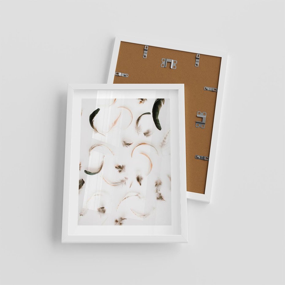 Plakat w ramie 30x40 - Kompozycja z Piór - pióra, kompozycja - rama biała