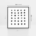 Obraz w ramie 50x50 - Boho Sztuka Wolości - minimalistyczny plakat, czarne kropki na białymtle - rama czarna