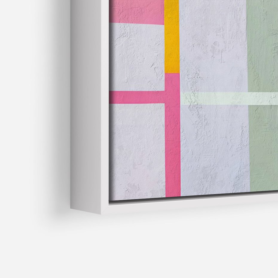 Obraz w ramie 50x70 - Rozbijające Granice Wyobraźni - abstrakcyjne geometryczne kształty, olejny obraz - rama biała