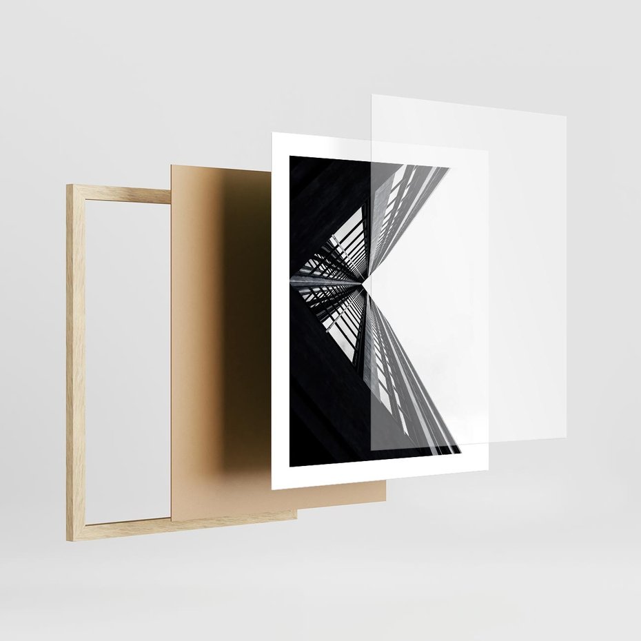 Plakat w ramie 40x50 - Nowoczesność w Linii - architektura, proste linie - rama drewno