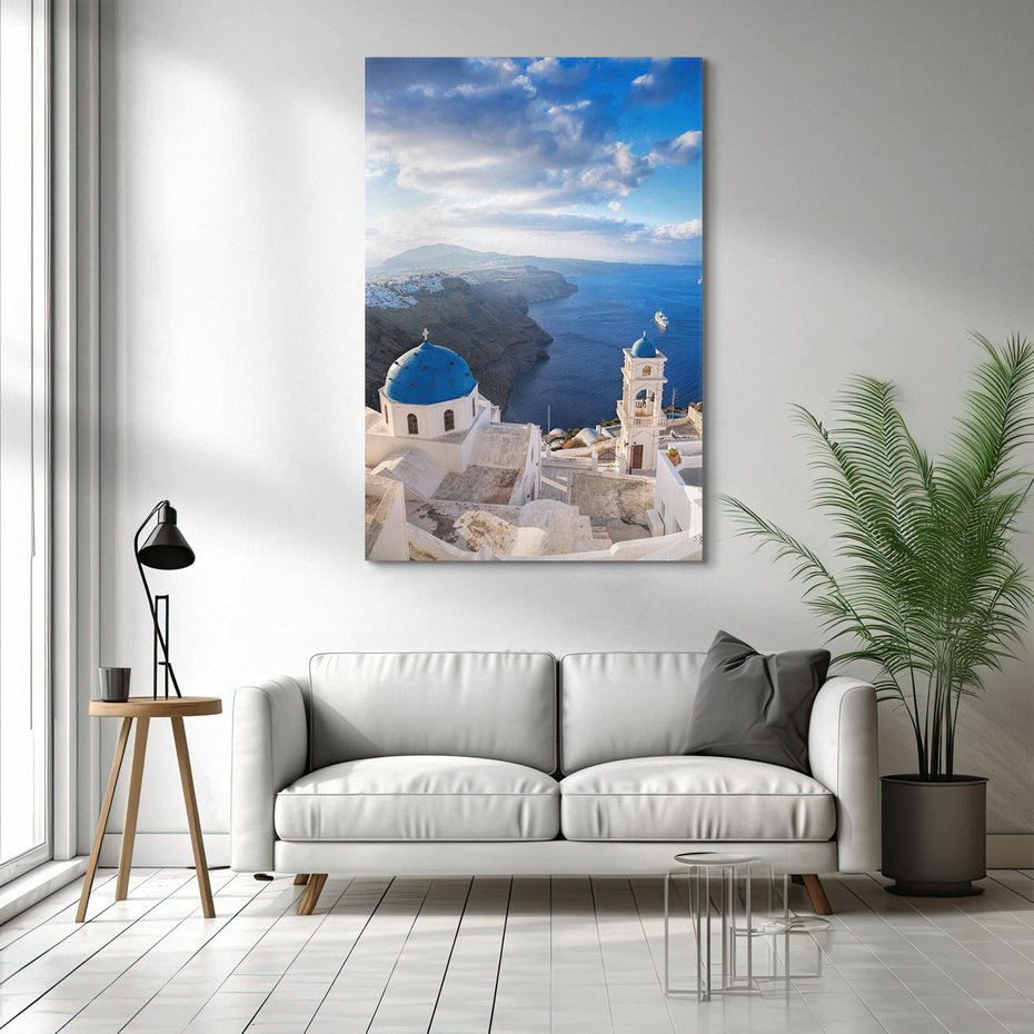 Obraz na płótnie 80x120 - Błękitne Przezycia - Santorini, morze