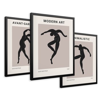 Zestaw obrazy w ramie 50x70 galeria - Nowoczesny, sztuka, art, postacie - rama czarna