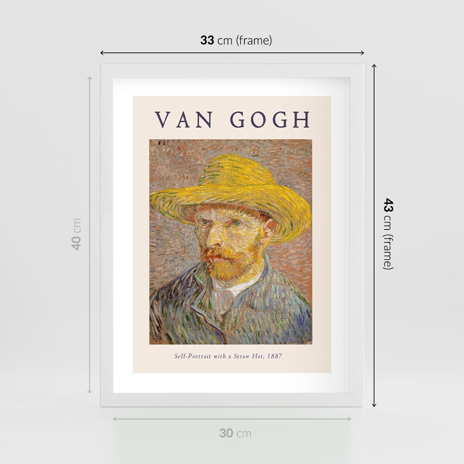 Plakat w ramie 30x40 - Autoportret van Gogha - van gogh, autoportret - rama biała